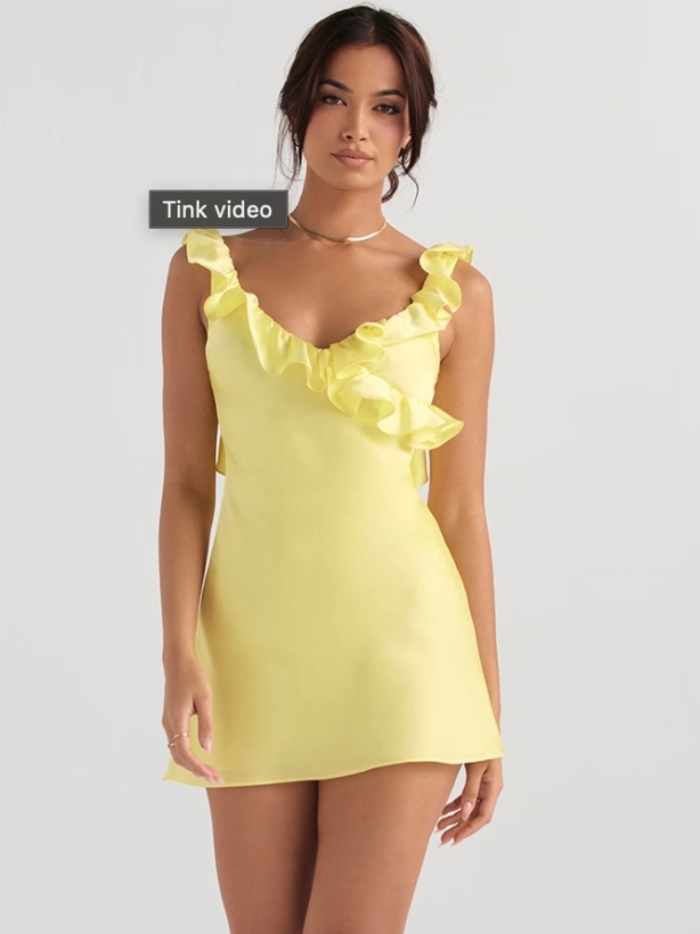 House of CB Yellow Buttercup Satin Ruffle Mini Dress Small